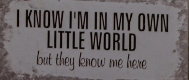 On Writing and Life, I know I'm in my own little world, but they know me here.